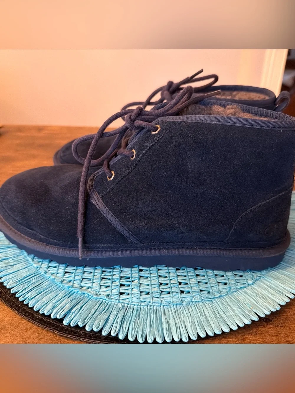 Men’s UGG Blue Suede Lace-Up Boots
